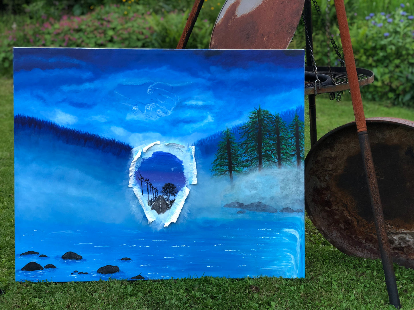 Die Stille vor dem Umbruch – Acryl, Mixed Media 3D auf Keilrahmen (100 x 80 cm x 3,5cm) by DaisyArtCzeczor