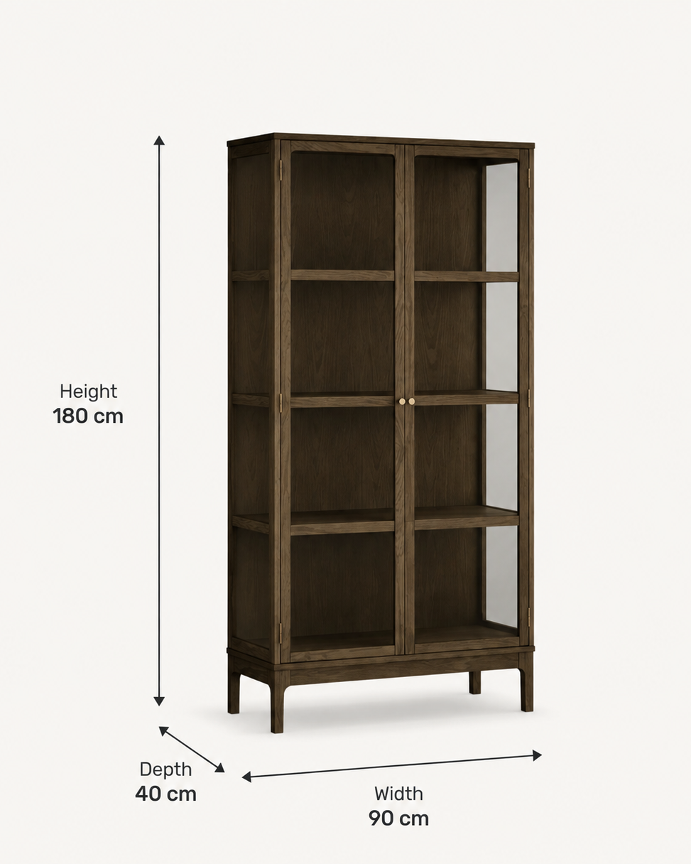 Zamora Vitrinenschrank – Eiche & Glas Dunkelbraun, 180 cm