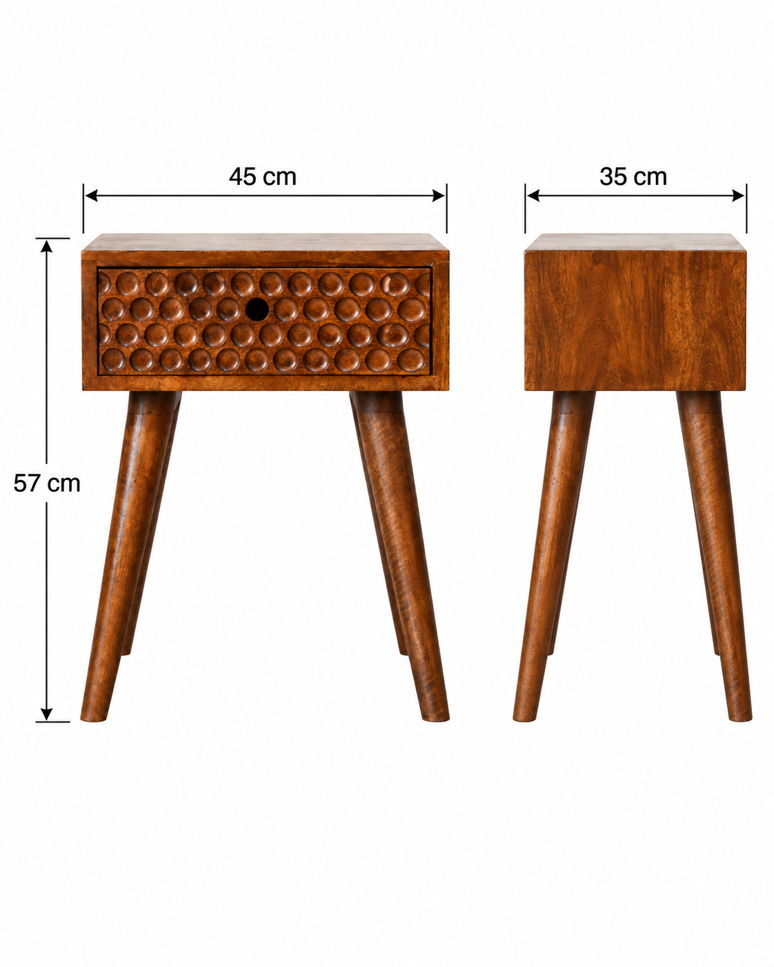 Torun Bedside – Handgefertigter Nachttisch aus 100% massivem Mangoholz