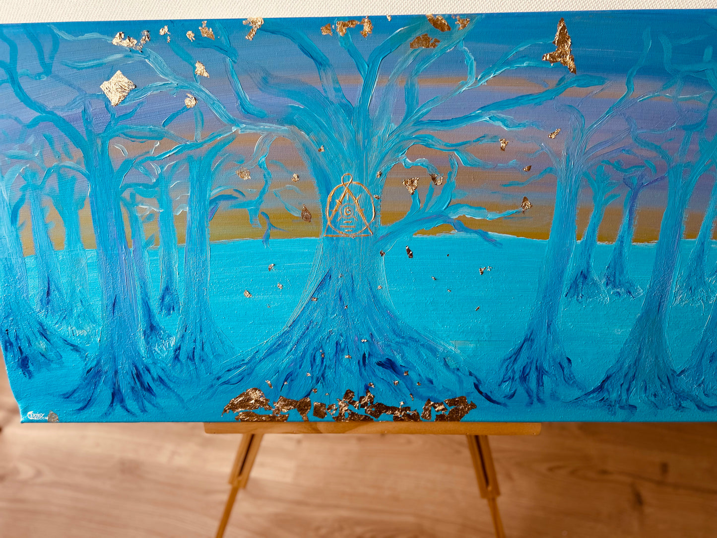 Wächter des goldenen Ursprungs – Originalgemälde auf Leinwand (Keilrahmen) 50 x 100 cm - Limited Edition by DaisyArtCzeczor-5kg