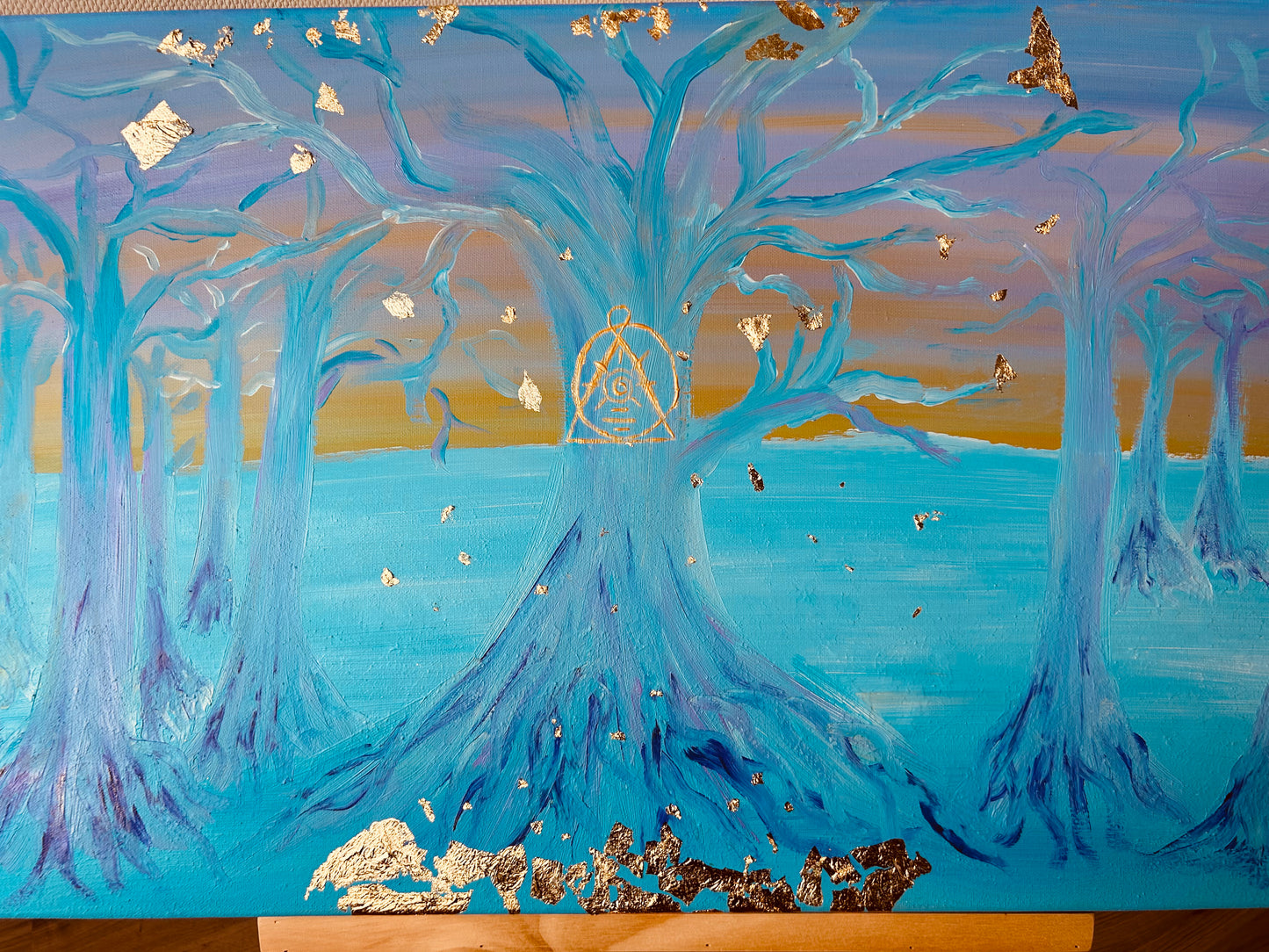 Wächter des goldenen Ursprungs – Originalgemälde auf Leinwand (Keilrahmen) 50 x 100 cm - Limited Edition by DaisyArtCzeczor-5kg