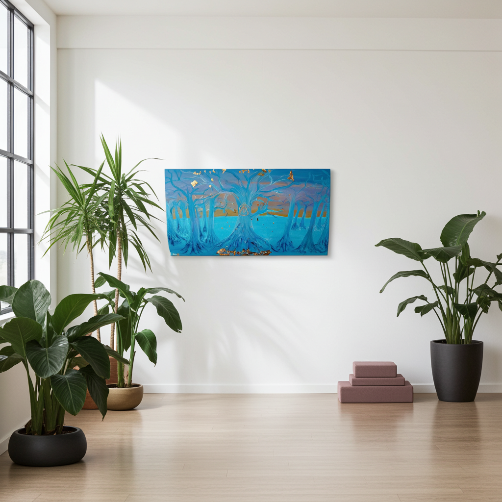 Original Kunstwerk-Wächter des goldenen Ursprungs - by Daisy Art Czeczor - zusätzlich Räucherstäbchen & Halter - Aroma Duftkerze