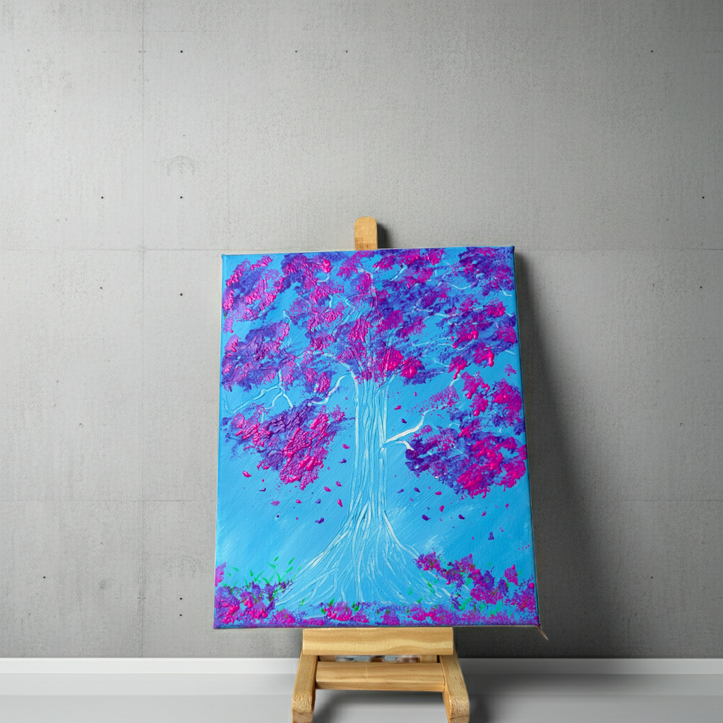 Original Kunstwerk-Acryl und Neonfarben auf Leinwand - 18x24 cm - Uniquat by DaisyArtCzeczor