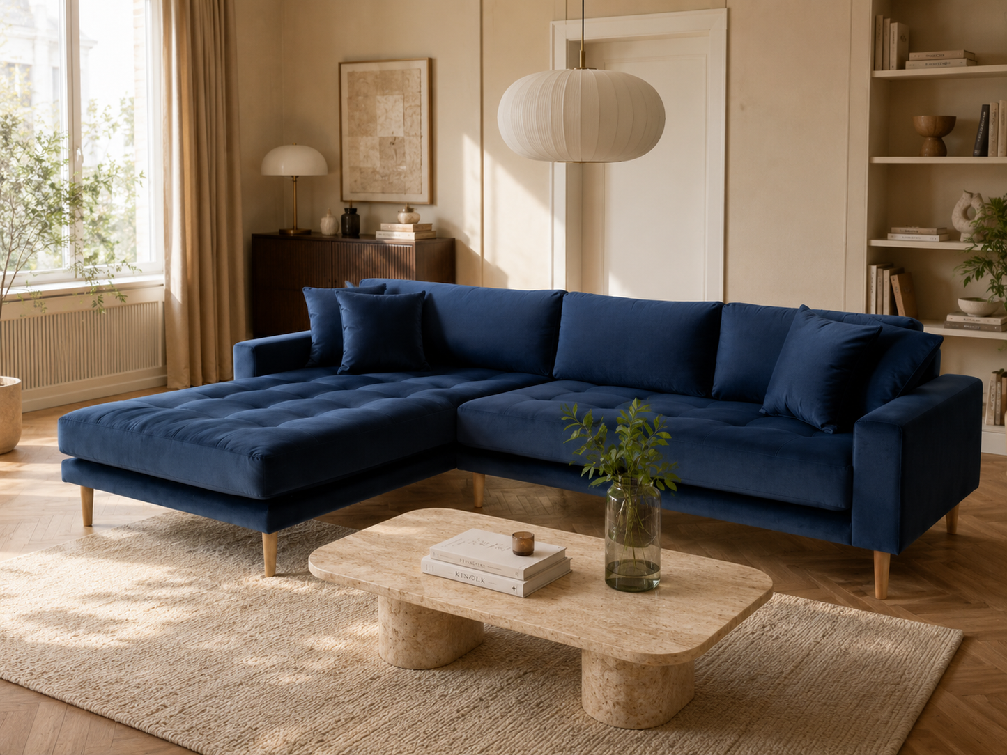 LIDO Lounge Sofa – Dunkelblau – Longchair links