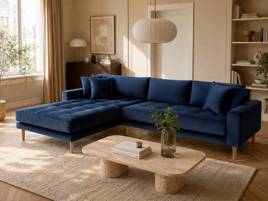 LIDO Lounge Sofa – Dunkelblau – Longchair links