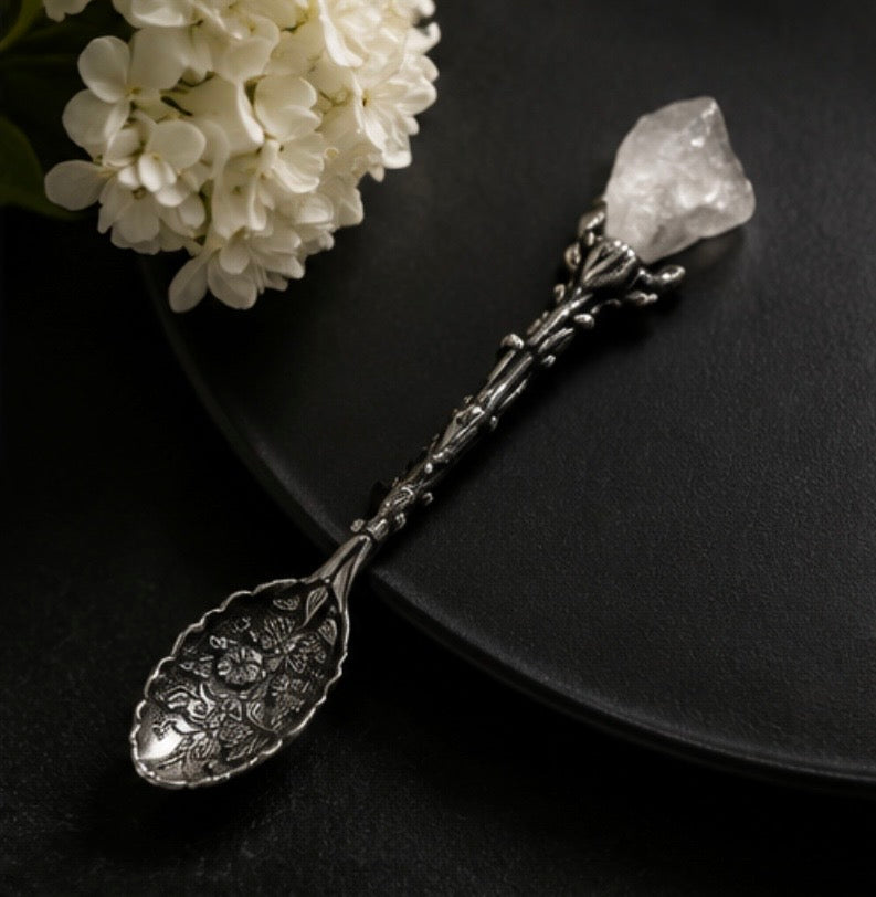 Echte Edelstein-Löffel Set – Silber & Bronze