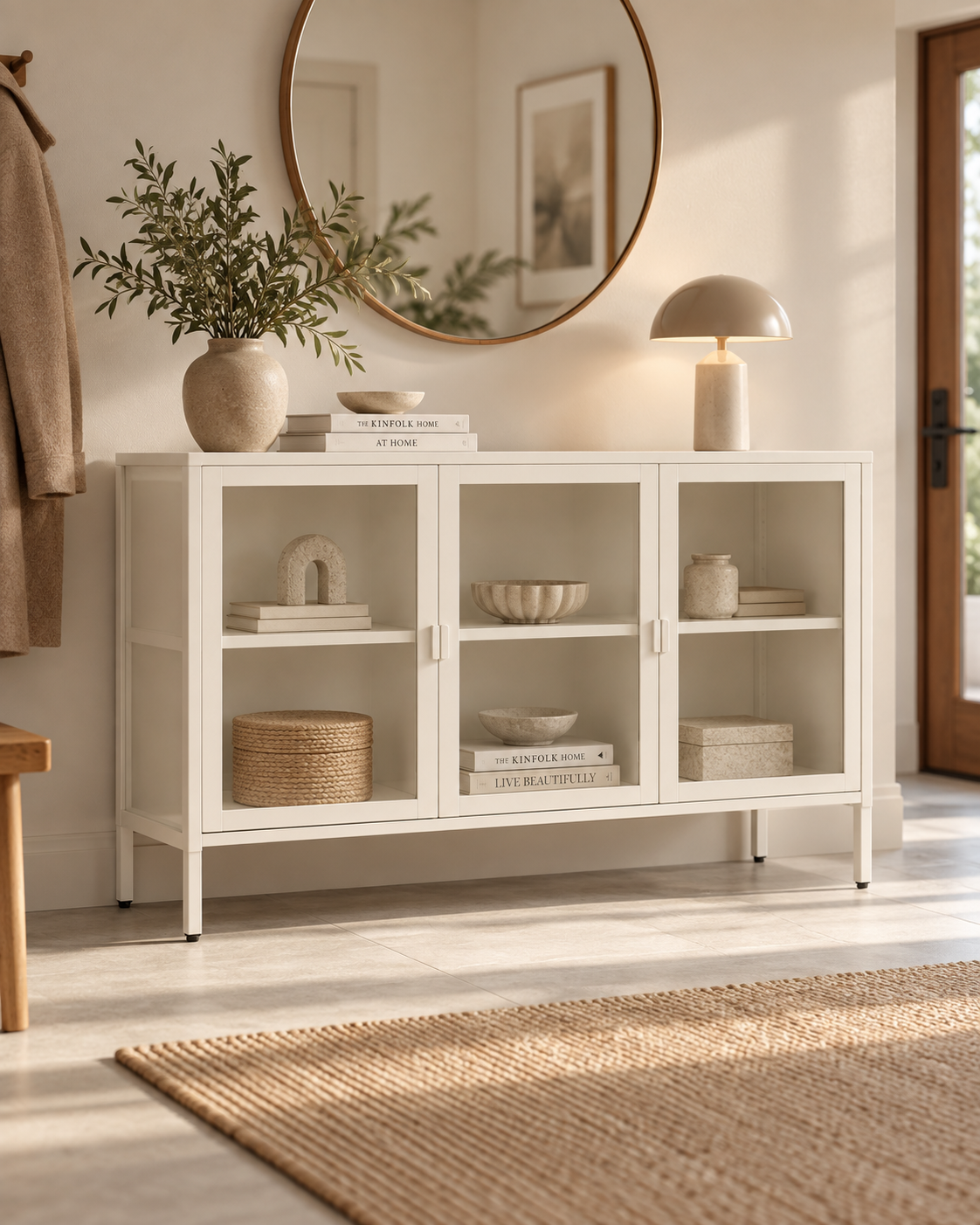 Brisbane Sideboard – Stahl & Glas – Off White – 140 cm