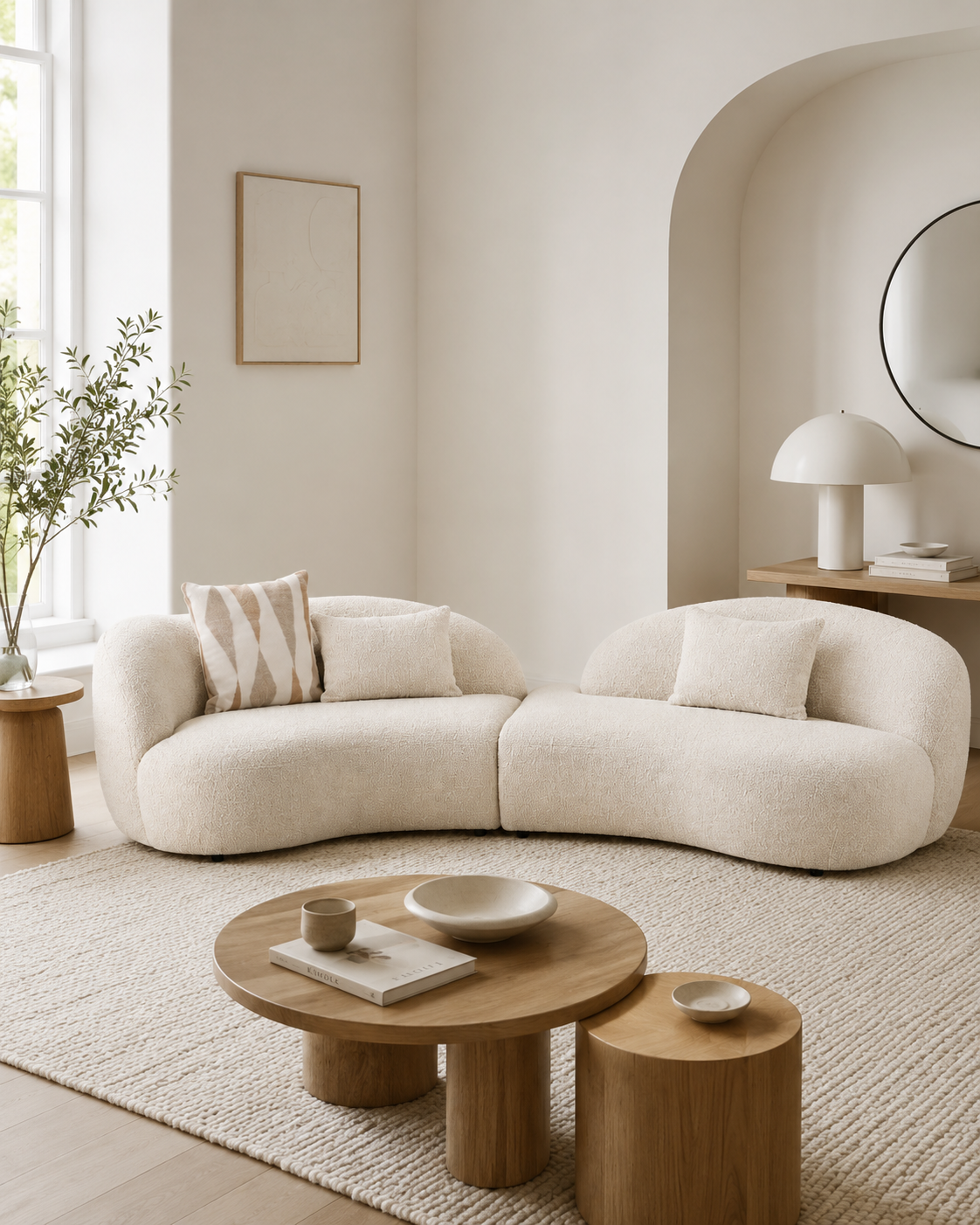 AMOL Sofa Sand – 3 Kissen – modernes Lounge Sof