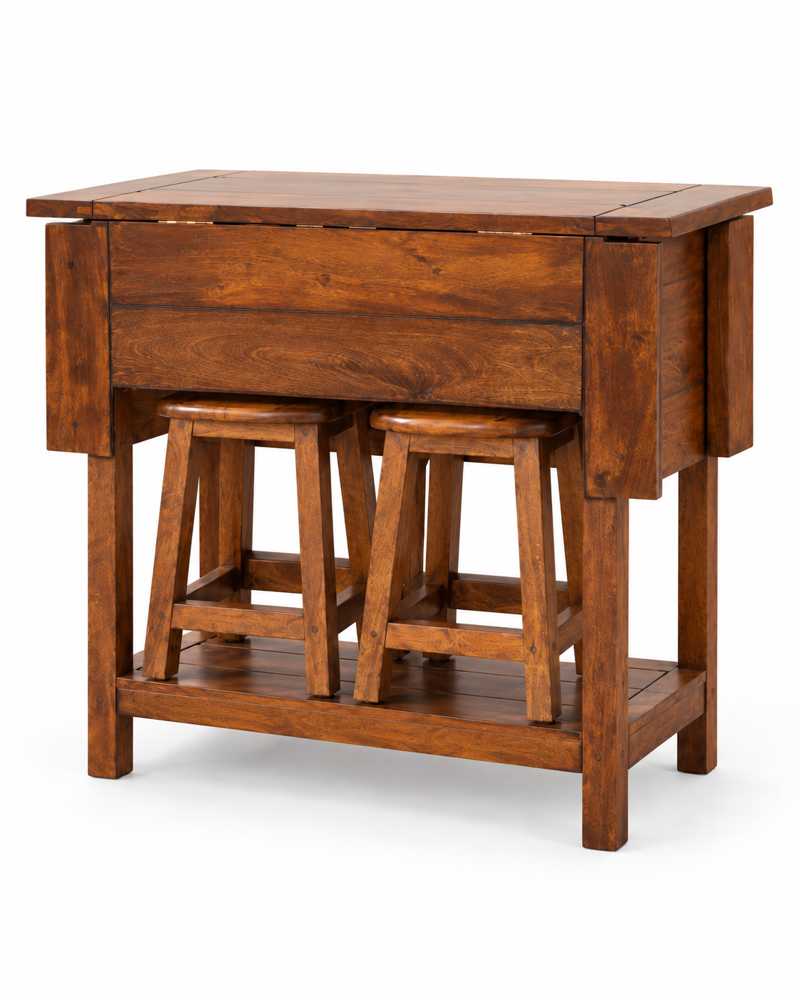 Chestnut Frühstückstisch-Set mit 2 Hockern - 100% Mangoholz