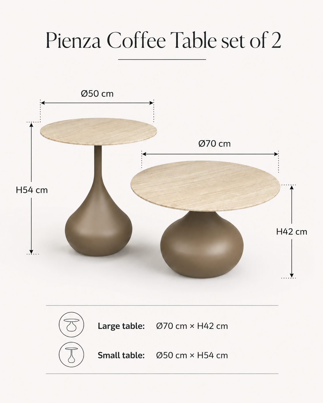 Pienza Couchtisch-Set – 2-teilig | Khaki