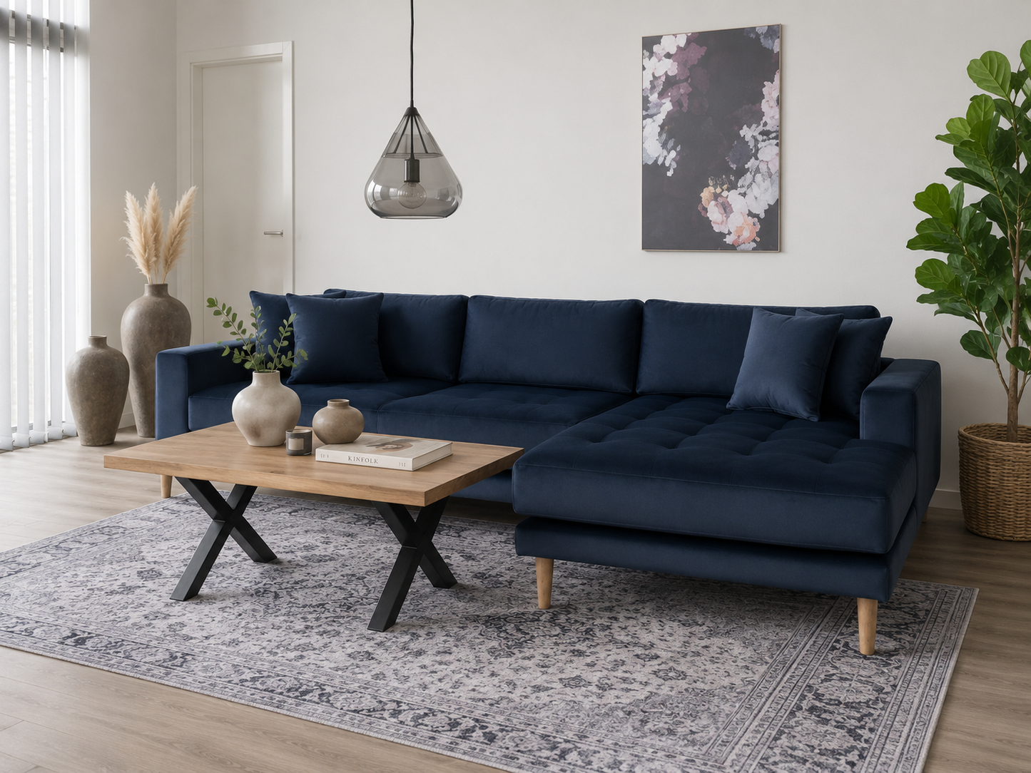 LIDO Lounge Sofa – Dunkelblau – Longchair rechts