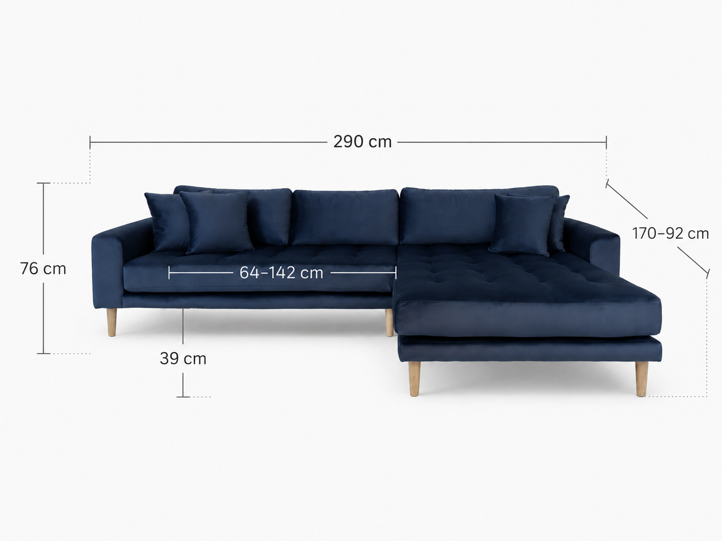 LIDO Lounge Sofa – Dunkelblau – Longchair rechts