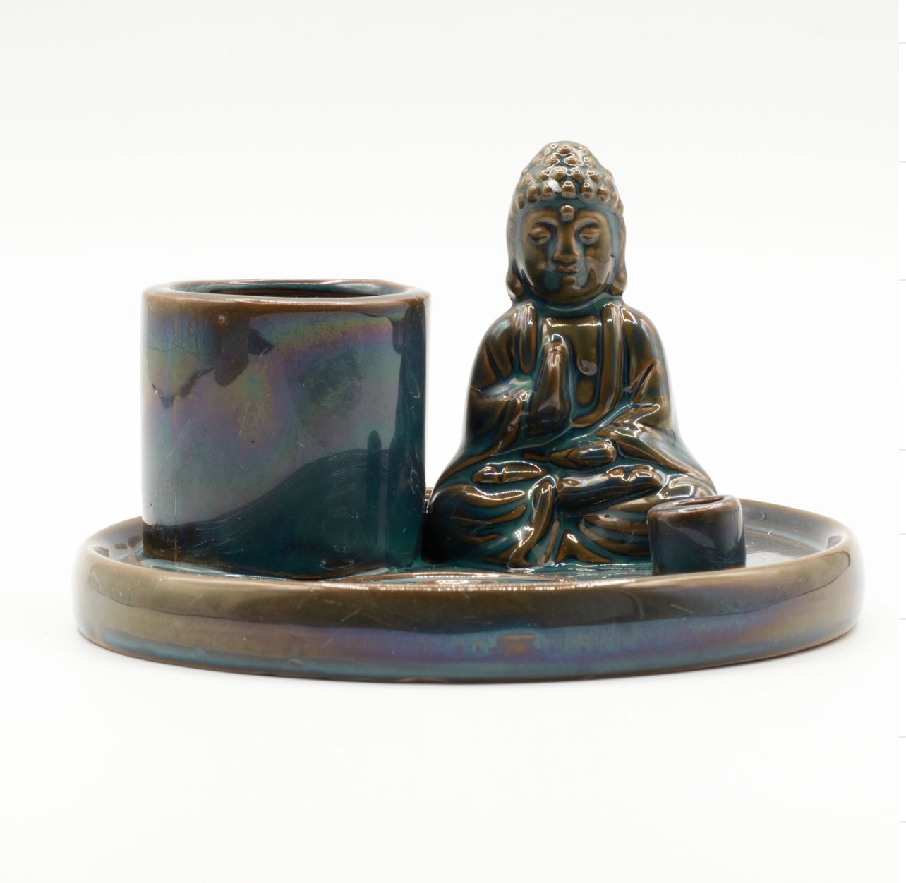 Mehrzweck-Räucherstäbchenhalter mit Buddha - 13 x 13 x 8 cm