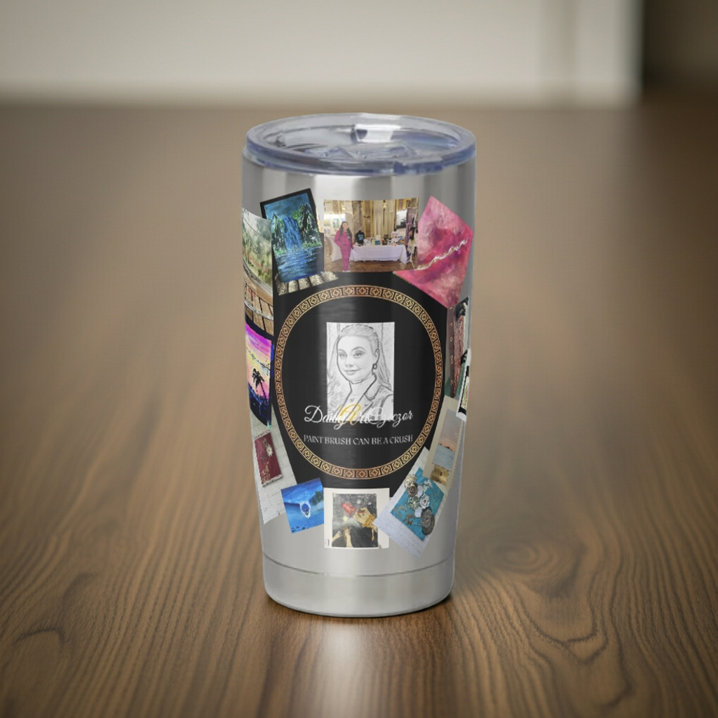 Hochwertige KUNST Edelstahl Isolier-Becher by Daisy Art Czeczor- Original Kunstwerk Drucke & Logo