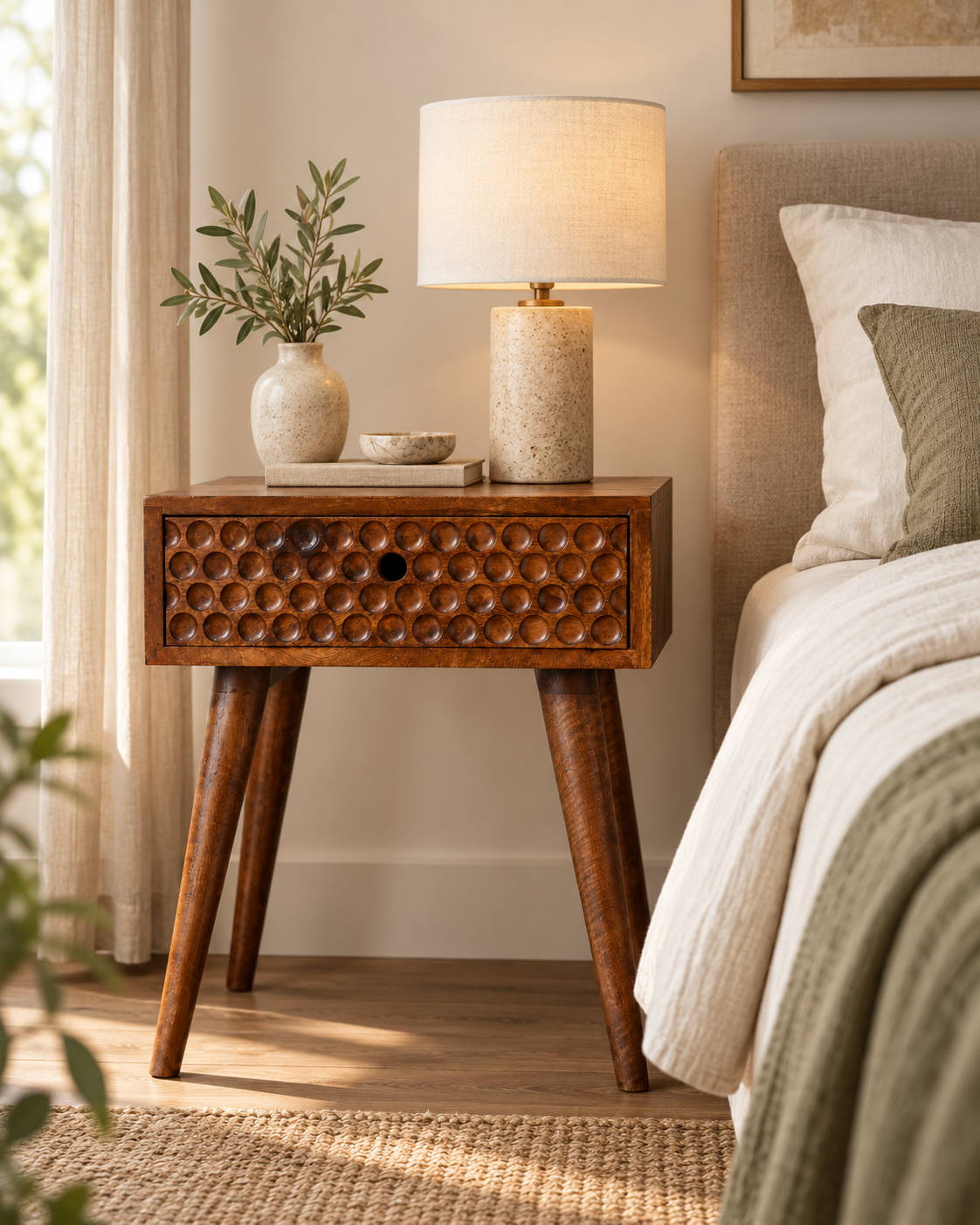Torun Bedside – Handgefertigter Nachttisch aus 100% massivem Mangoholz