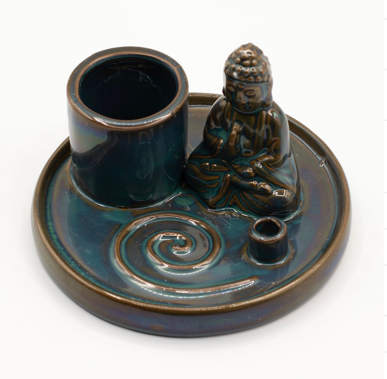 Mehrzweck-Räucherstäbchenhalter mit Buddha - 13 x 13 x 8 cm
