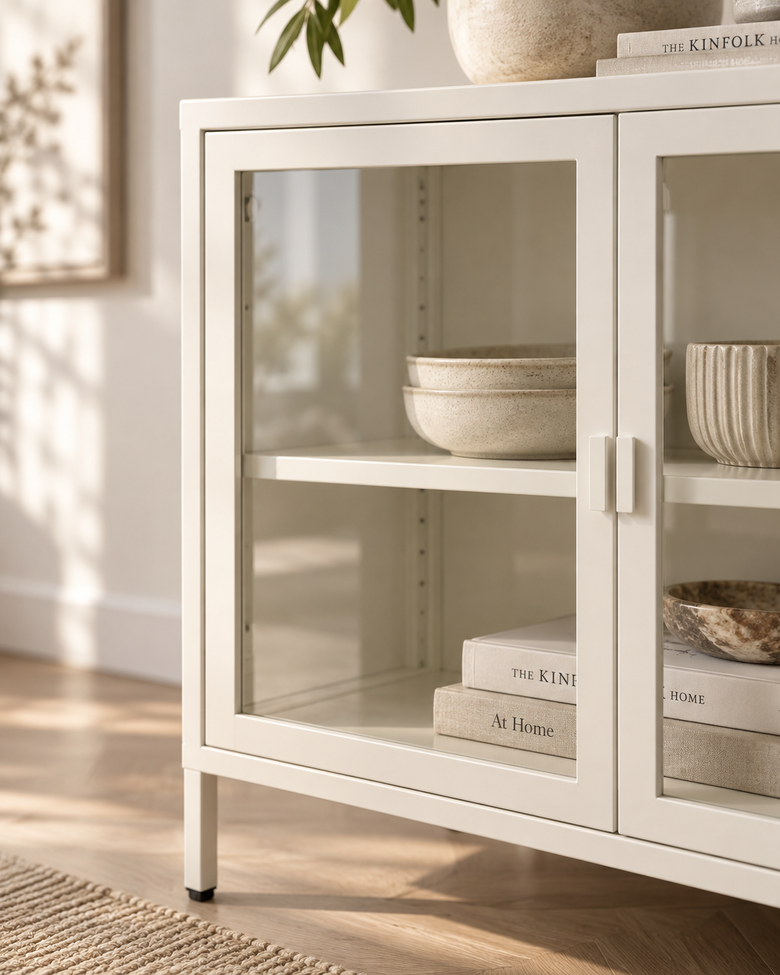 Brisbane Sideboard – Stahl & Glas – Off White – 140 cm
