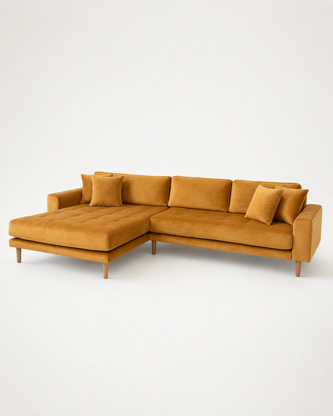 LIDO Lounge Sofa Senfgelb – Samt – Longchair links