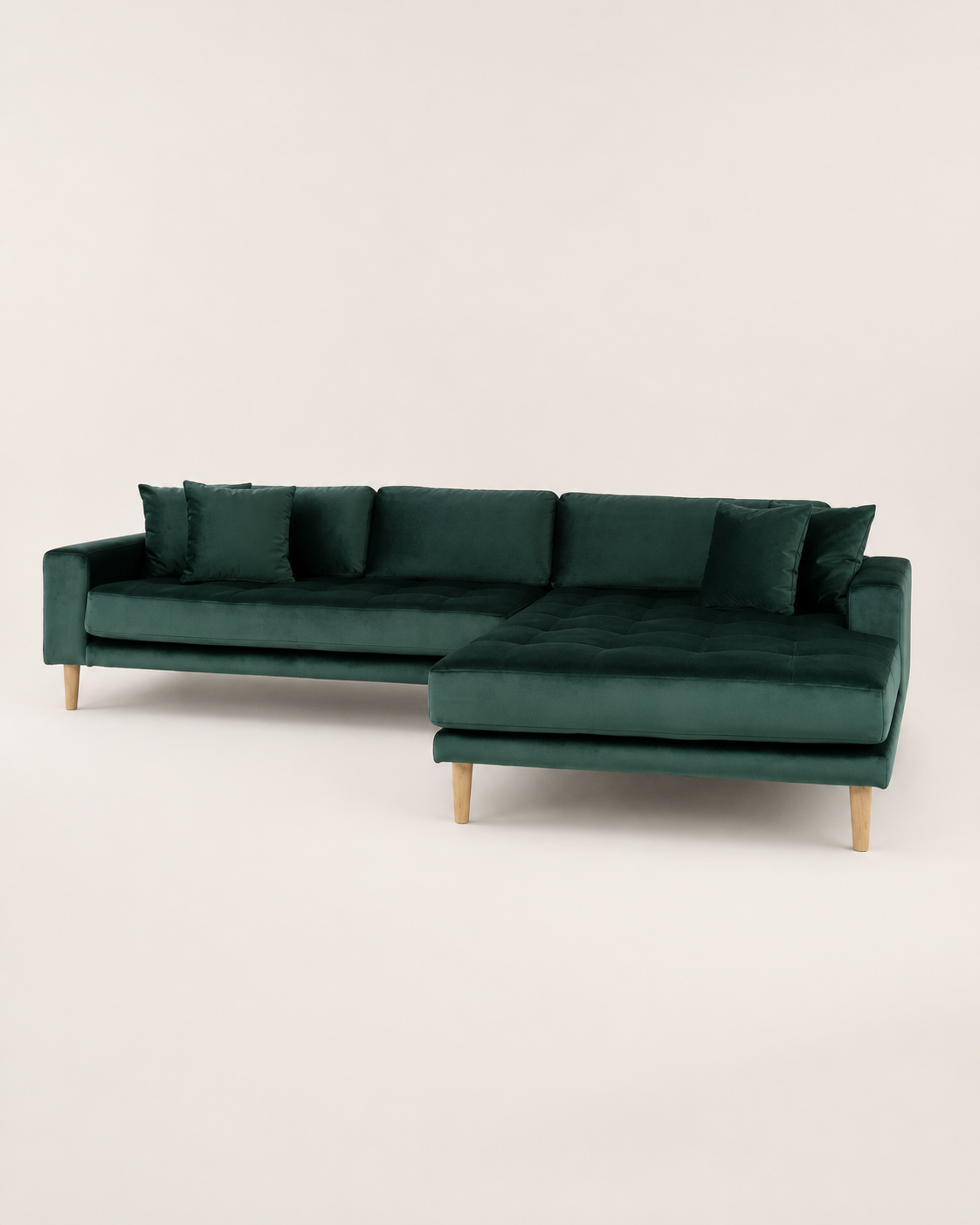 LIDO Lounge Sofa Dunkelgrün – Samt – Longchair rechts