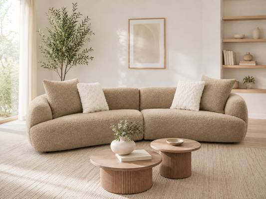 DALI Sofa Hellbraun – 4 Kissen – modernes Lounge Sofa