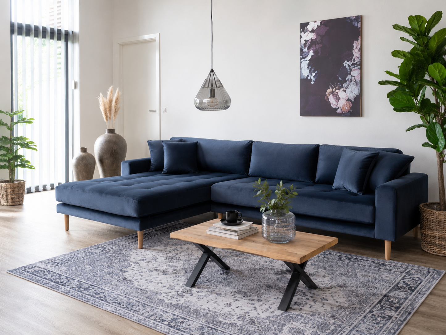 LIDO Lounge Sofa – Dunkelblau – Longchair links