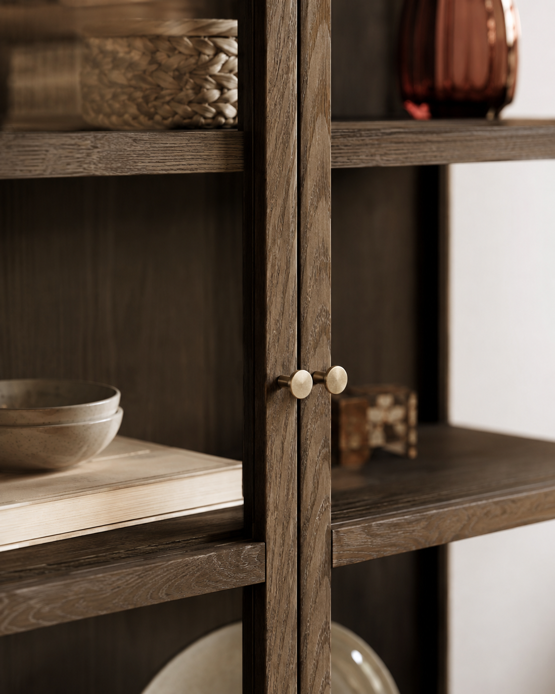 Zamora Vitrinenschrank – Eiche & Glas Dunkelbraun, 180 cm