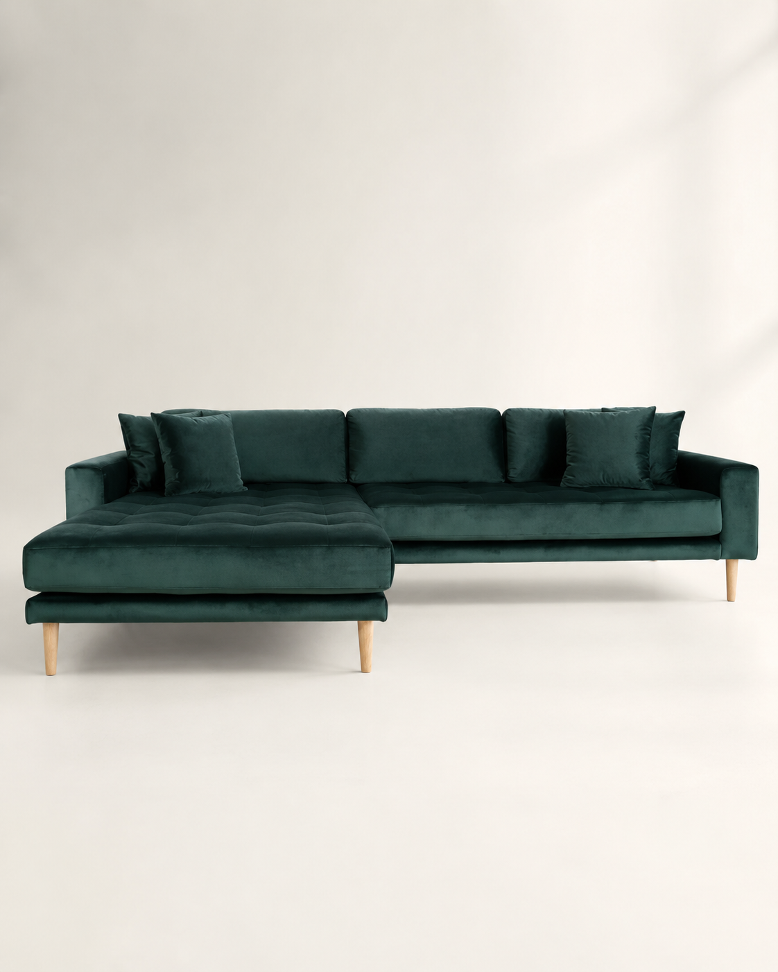 LIDO Lounge Sofa Dunkelgrün – Samt – Longchair links