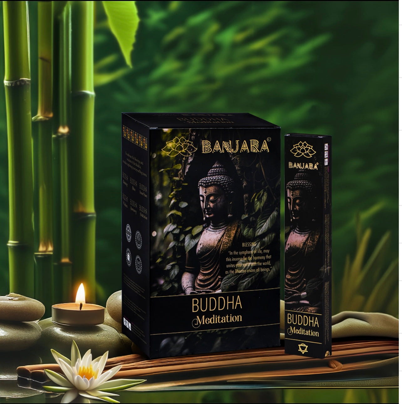 Buddha Meditation Räucherstäbchen - 12 x Edel Päckchen / 180 Räucherstäbchen