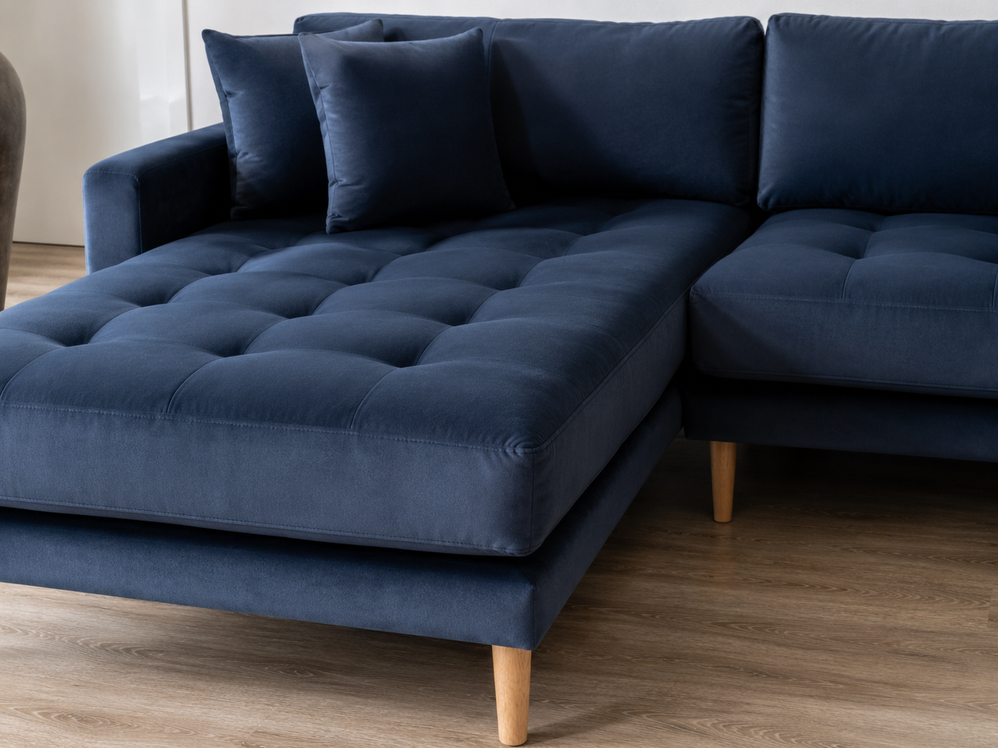 LIDO Lounge Sofa – Dunkelblau – Longchair links