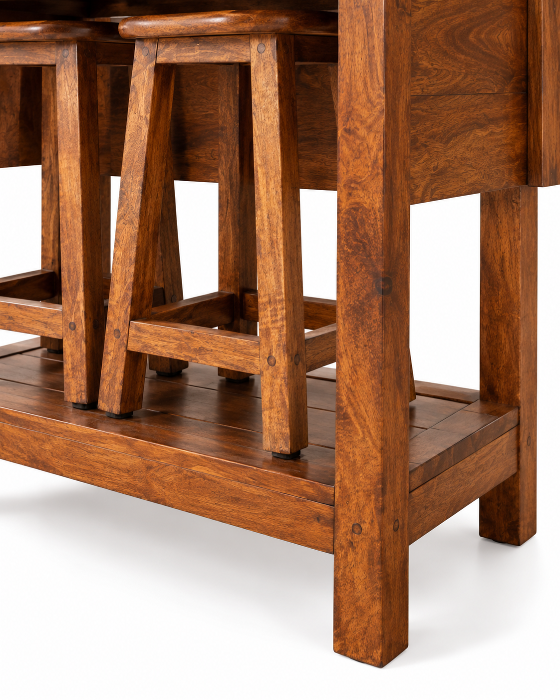Chestnut Frühstückstisch-Set mit 2 Hockern - 100% Mangoholz
