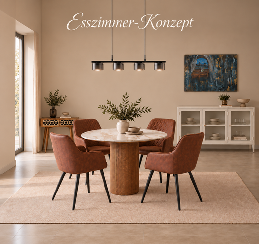 Nordic Dining – Esszimmerkonzept mit ausziehbarem Athens Esstisch & Originalkunst by Daisy Art Czeczor