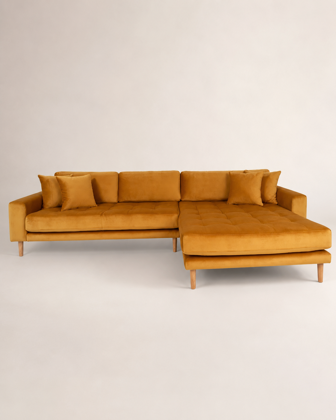 LIDO Lounge Sofa Senfgelb – Samt – Longchair rechts