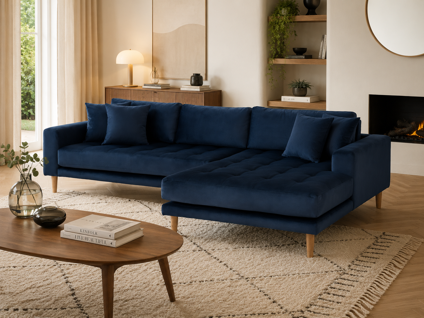 LIDO Lounge Sofa – Dunkelblau – Longchair rechts