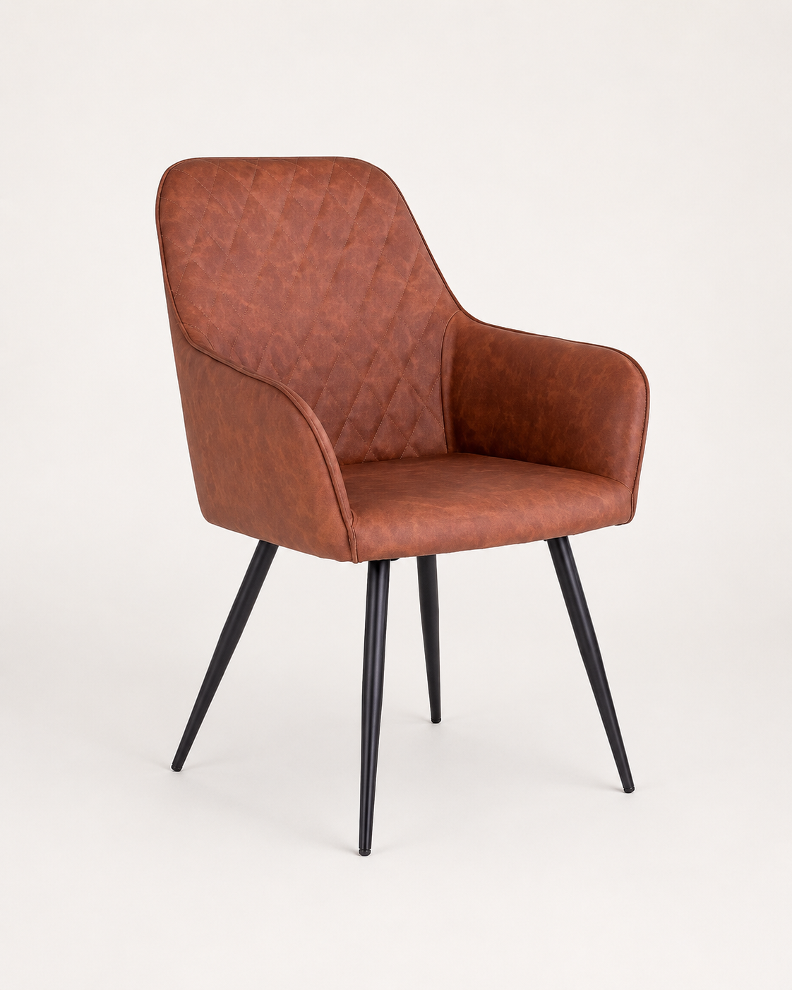 HARBO Esszimmerstuhl Vintage Braun – PU-Kunstleder mit schwarzen Metallbeinen - 2 Stück