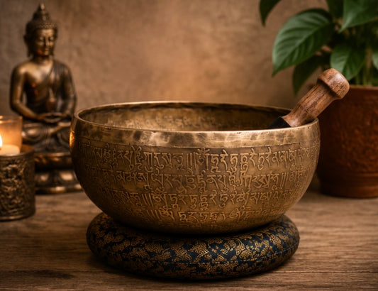 Tara Buddha Healing Klangschale – 25–27 cm - handgemacht aus Nepal