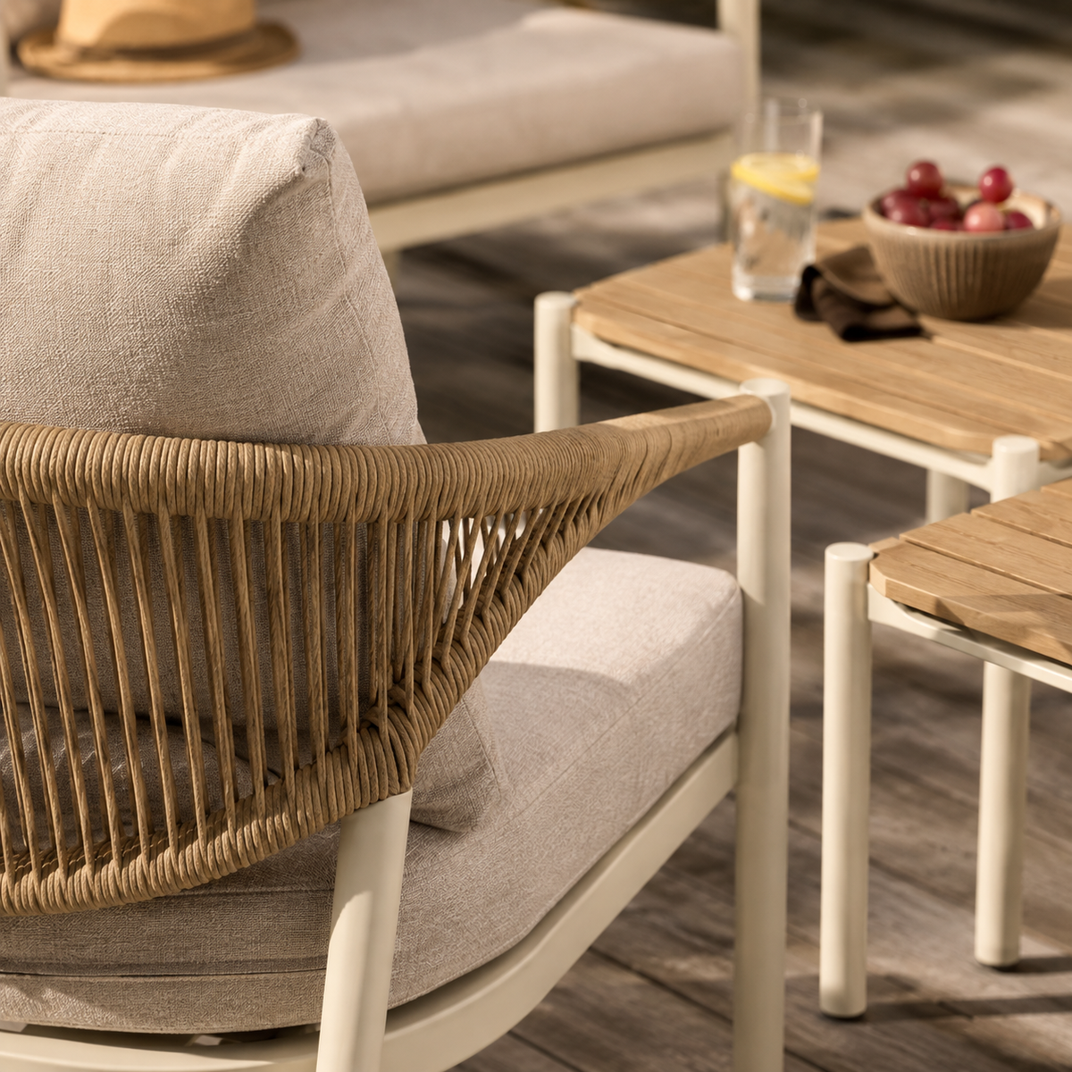 Abela Lounge Set – 5-teilig | Sand / Natur | Outdoor Lounge