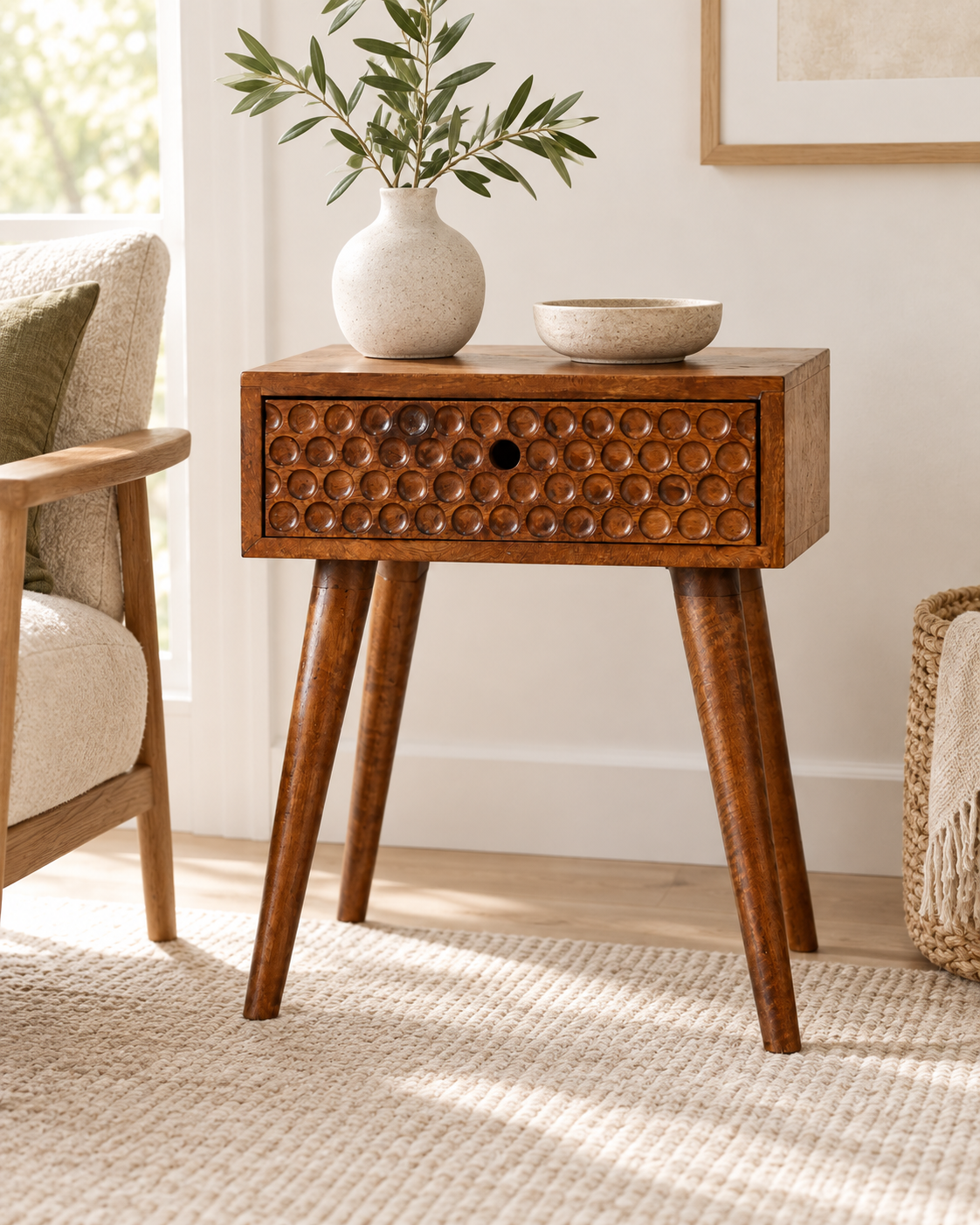 Torun Bedside – Handgefertigter Nachttisch aus 100% massivem Mangoholz
