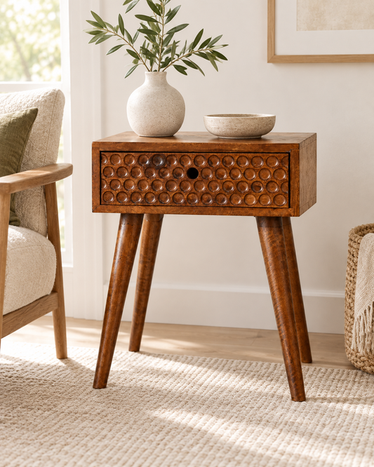 Torun Bedside – Handgefertigter Nachttisch aus 100% massivem Mangoholz