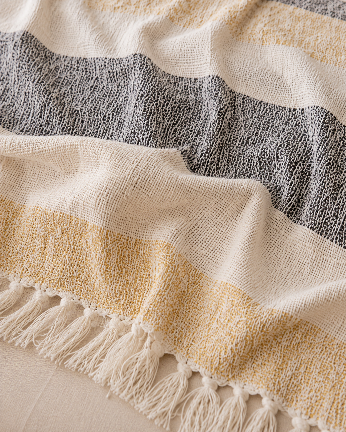 Boho-Überwurf „Mellow Mattala“, zweifarbig - 100% Baumwolle - 125 x 150 cm