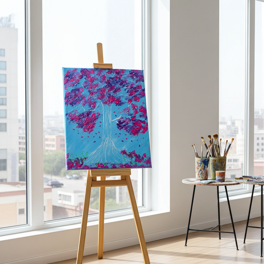 Original Kunstwerk-Acryl und Neonfarben auf Leinwand - 18x24 cm - Uniquat by DaisyArtCzeczor